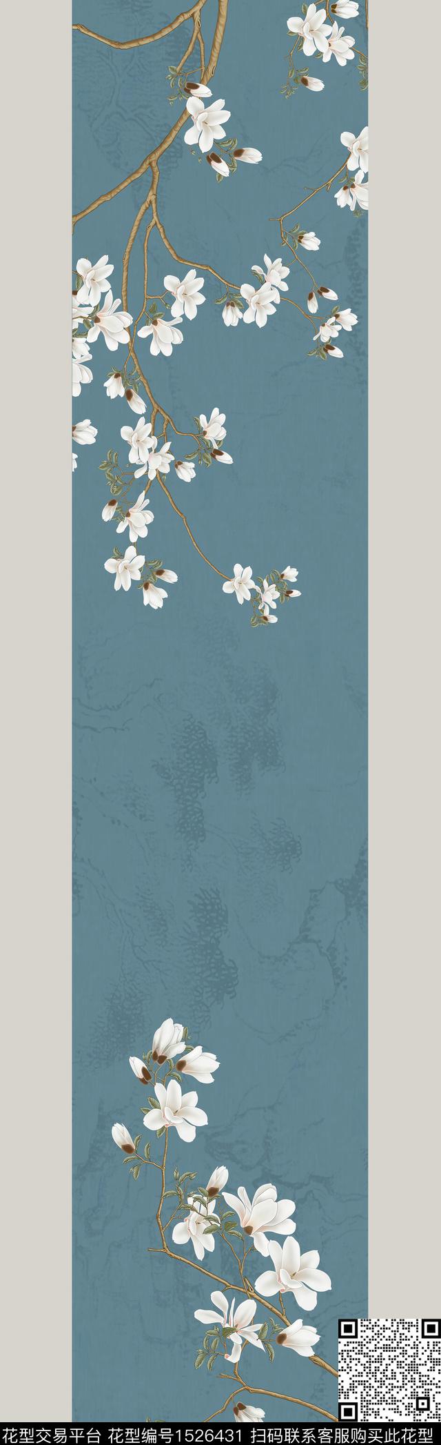 230130长巾.jpg - 1526431 - 花卉 传统花型 大牌风 - 数码印花花型 － 长巾花型设计 － 瓦栏