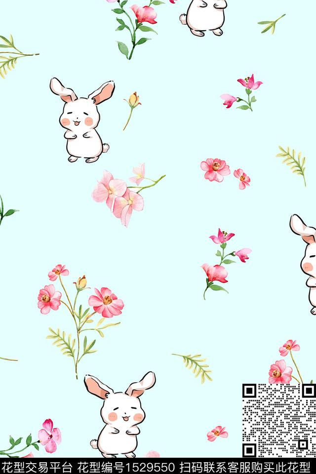 ys23-2-1.jpg - 1529550 - 花卉 童装 小兔子 - 数码印花花型 － 女装花型设计 － 瓦栏