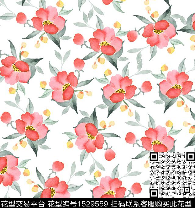 ys23-3.jpg - 1529559 - 手绘花卉 女装 春夏花型 - 数码印花花型 － 女装花型设计 － 瓦栏