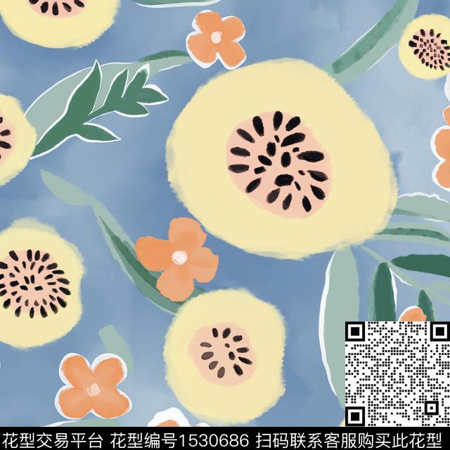 TT03.jpg - 1530686 - 抽象花卉 水彩 水彩花卉 - 数码印花花型 － 女装花型设计 － 瓦栏