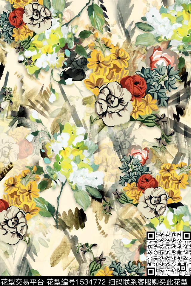 CCDC1694.jpg - 1534772 - 花卉 抽象 笔触 - 数码印花花型 － 女装花型设计 － 瓦栏