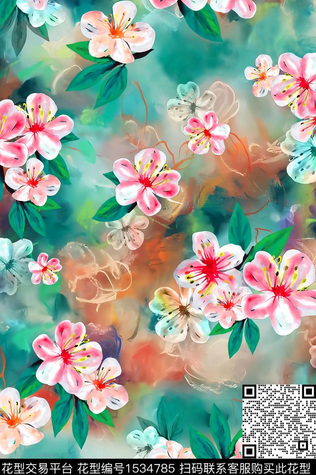0482.jpg - 1534785 - 水彩 真丝 花卉 - 数码印花花型 － 女装花型设计 － 瓦栏