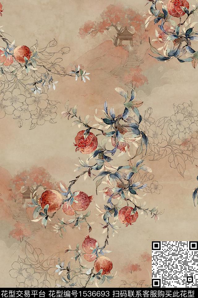 0414-1.jpg - 1536693 - 香云纱 数码花型 中国 - 数码印花花型 － 女装花型设计 － 瓦栏