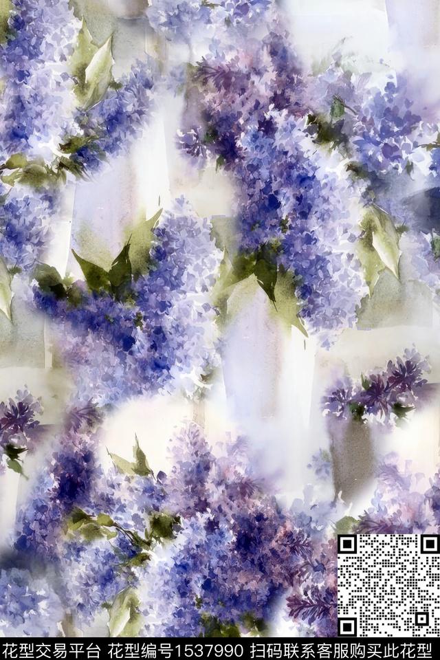 CCDC1888.jpg - 1537990 - 花卉 水彩 扎染花型 - 数码印花花型 － 女装花型设计 － 瓦栏