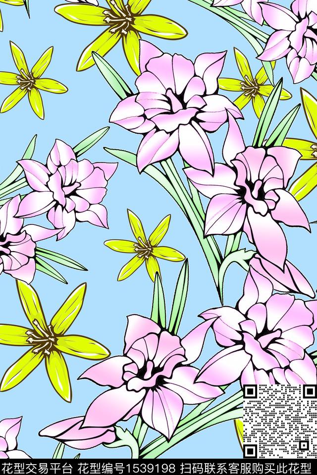 052302.jpg - 1539198 - 花卉 绿植树叶 欧美 - 数码印花花型 － 女装花型设计 － 瓦栏