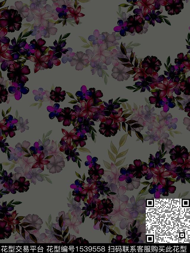 花卉3.jpg - 1539558 - 暗色调 花卉 女装 - 数码印花花型 － 女装花型设计 － 瓦栏