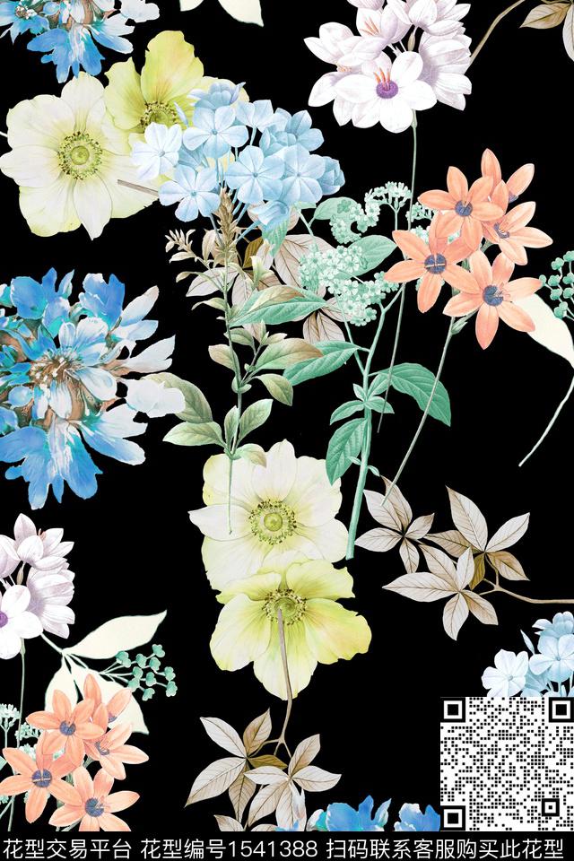 0613-5.jpg - 1541388 - 大花 花卉 满版散花 - 数码印花花型 － 女装花型设计 － 瓦栏