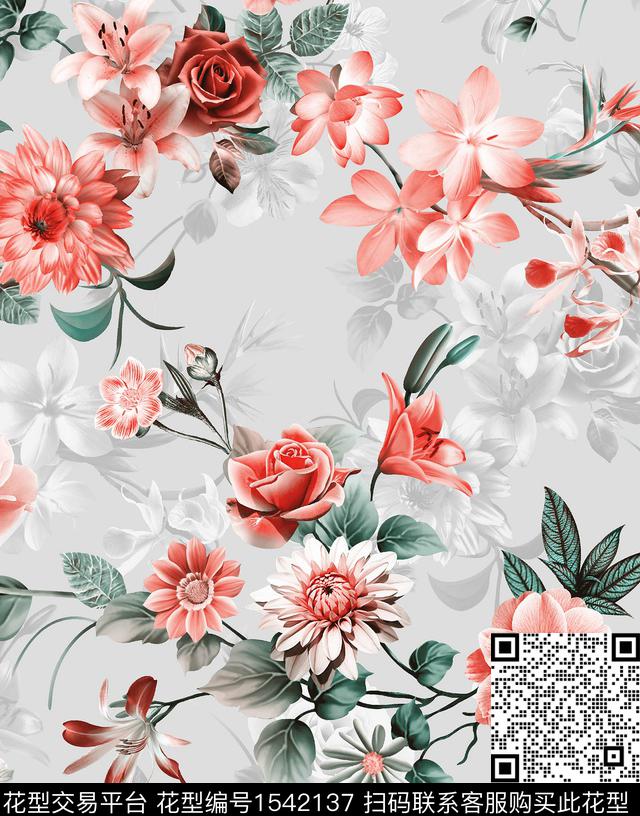 w77 jpg.jpg - 1542137 - flowers digital printing - 数码印花花型 － 女装花型设计 － 瓦栏