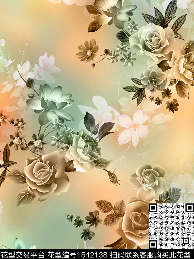 w78 jpg.jpg - 1542138 - flowers digital printing - 数码印花花型 － 女装花型设计 － 瓦栏