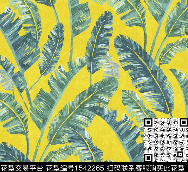 zz197 patten.jpg - 1542265 - 水彩 叶子 热带 - 数码印花花型 － 女装花型设计 － 瓦栏