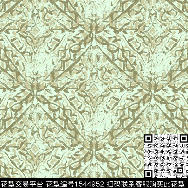 复古花纹 1.jpg - 1544952 - 笔触 复古 民族风 - 数码印花花型 － 床品花型设计 － 瓦栏