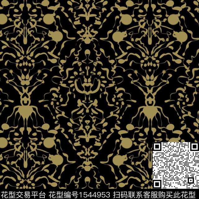 复古花纹 2.jpg - 1544953 - 线条 笔触 复古 - 数码印花花型 － 床品花型设计 － 瓦栏