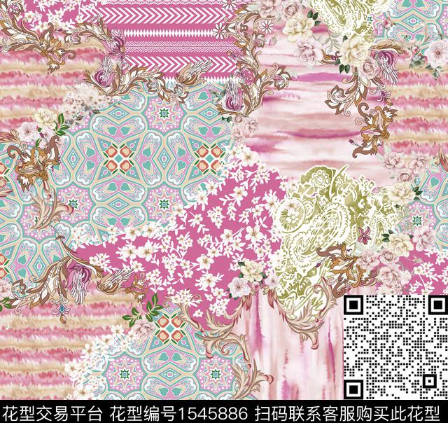 0727-b.jpg - 1545886 - 民族风 花卉 佩斯利 - 数码印花花型 － 女装花型设计 － 瓦栏