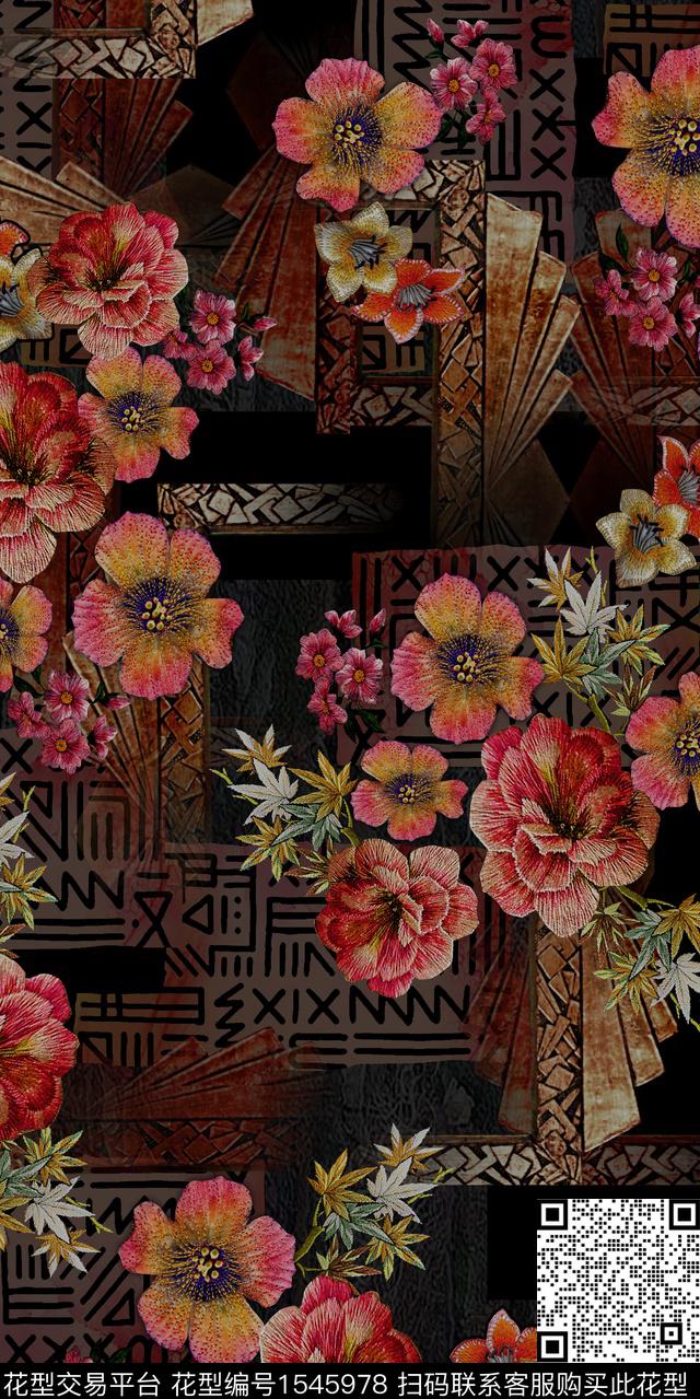 198.jpg - 1545978 - 花卉 仿刺绣 民族风 - 数码印花花型 － 女装花型设计 － 瓦栏