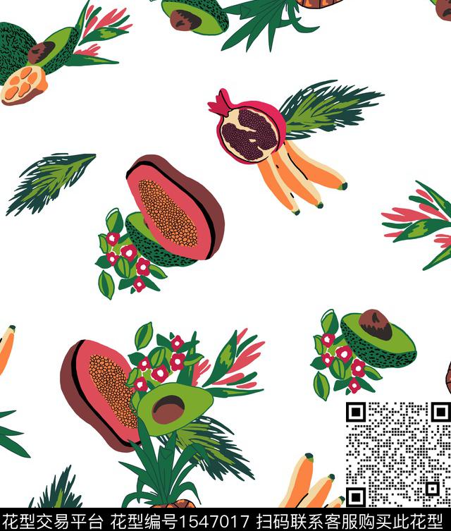 guan1178.jpg - 1547017 - 热带 水果 菠萝 - 传统印花花型 － 女装花型设计 － 瓦栏