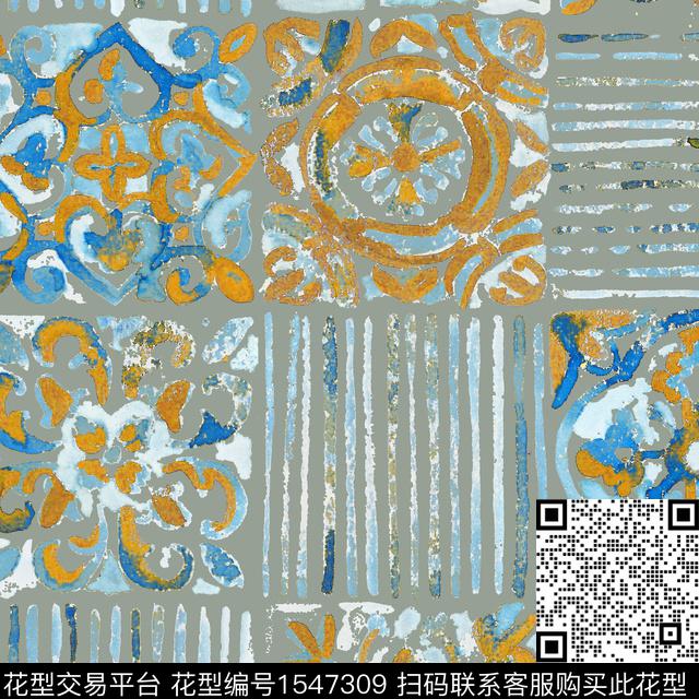ZZ161 pattern v.jpg - 1547309 - 民族风 水彩 条纹 - 数码印花花型 － 女装花型设计 － 瓦栏