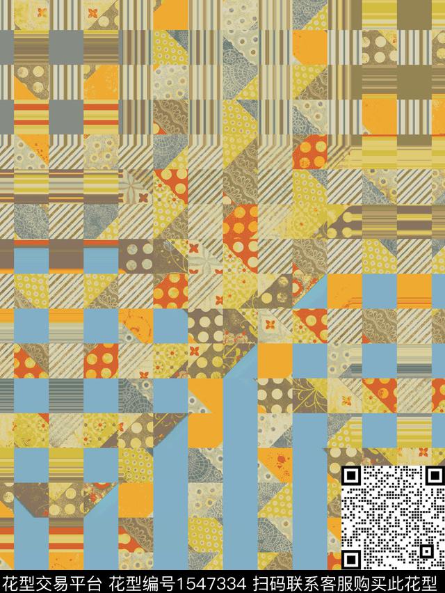 ZZ186.jpg - 1547334 - 条纹 格子 几何 - 数码印花花型 － 女装花型设计 － 瓦栏