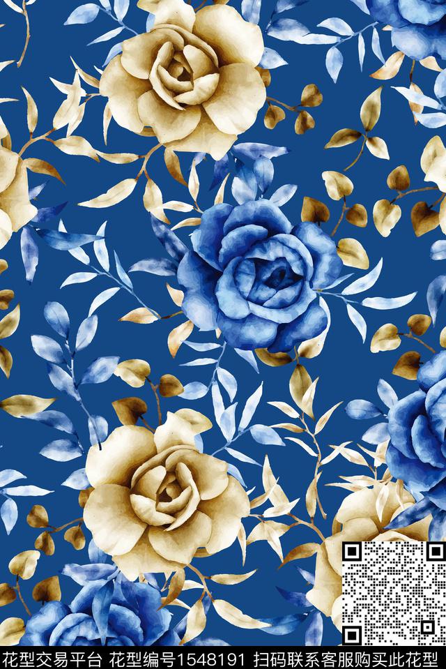 YD233014.jpg - 1548191 - 大牌风 抽象花卉 花卉 - 数码印花花型 － 女装花型设计 － 瓦栏