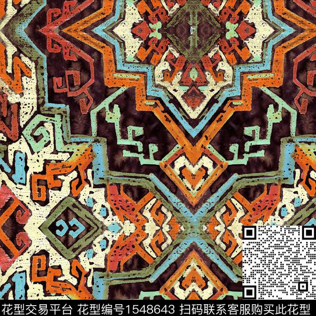 ZZ381 pat.jpg - 1548643 - 民族风 纹样 rug - 数码印花花型 － 女装花型设计 － 瓦栏