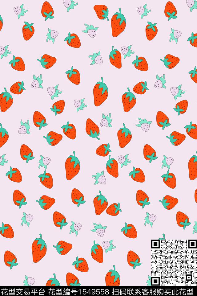 XZ5023.jpg - 1549558 - 趣味 水果 草莓 - 数码印花花型 － 女装花型设计 － 瓦栏