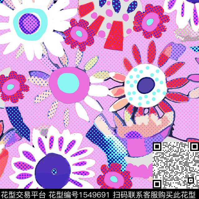 ZZ390 p.jpg - 1549691 - 花卉 波点 几何 - 数码印花花型 － 童装花型设计 － 瓦栏