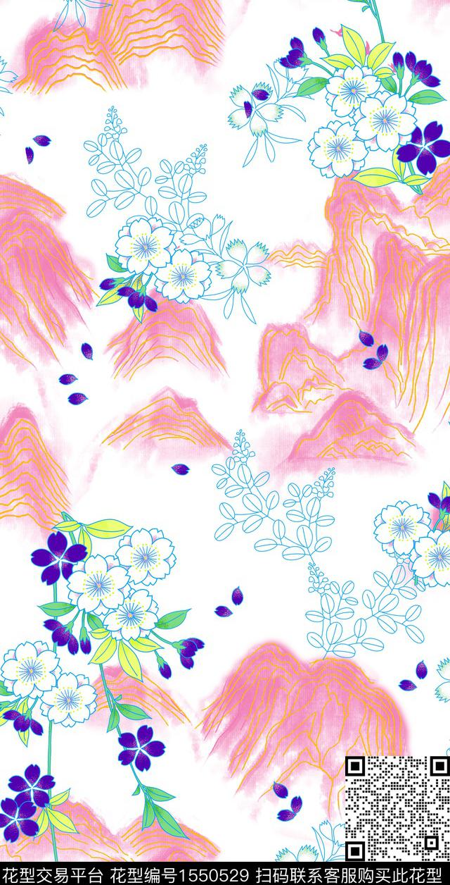 3-粉.jpg - 1550529 - 条纹 旗袍 民族风 - 数码印花花型 － 女装花型设计 － 瓦栏
