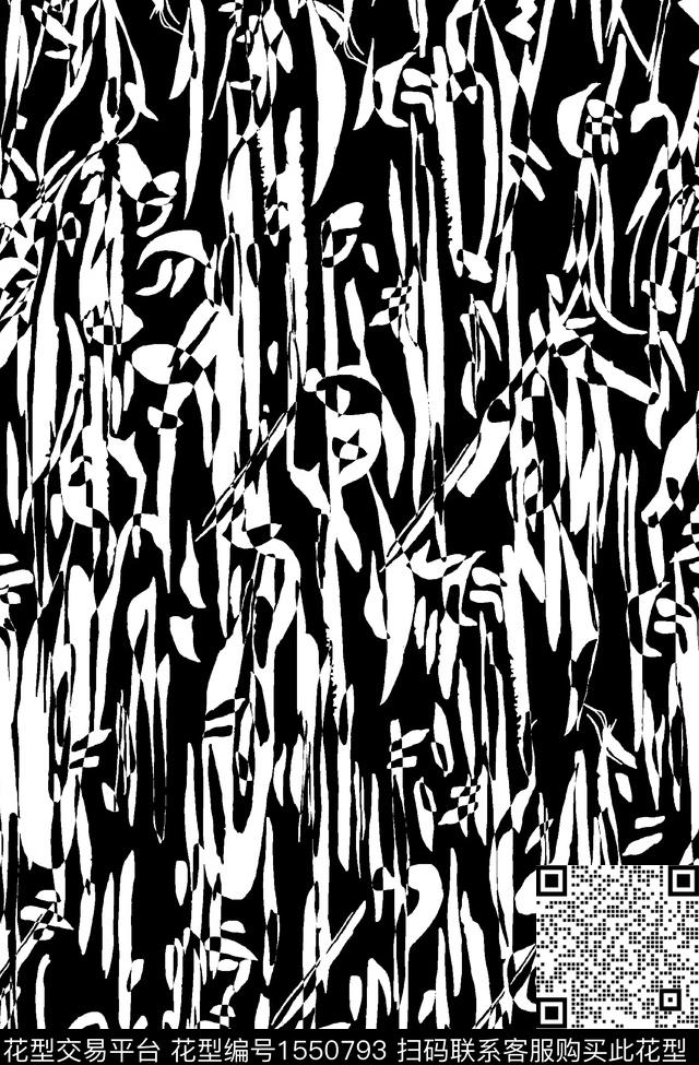 XZ5062.jpg - 1550793 - 抽象 几何 黑白花型 - 数码印花花型 － 女装花型设计 － 瓦栏
