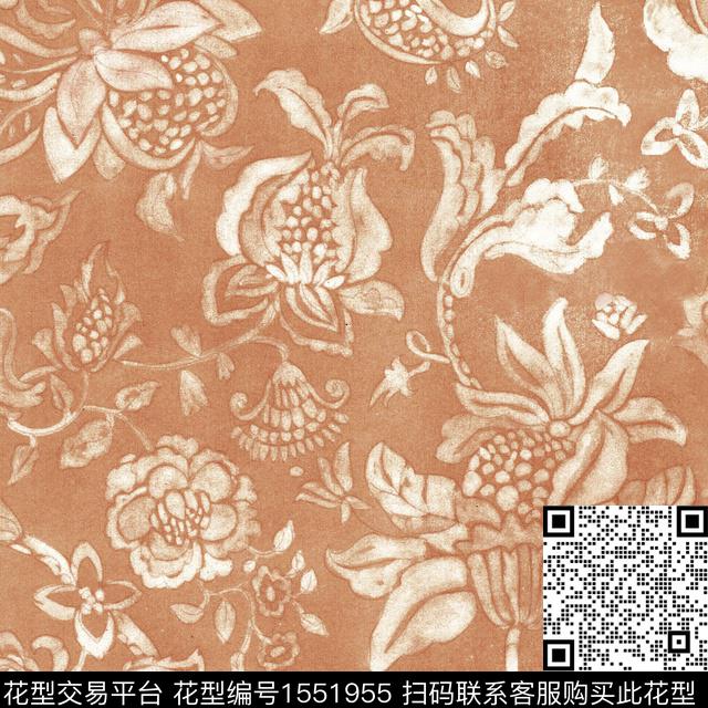 ZZ007 pat.jpg - 1551955 - 花卉 民族风 肌理 - 数码印花花型 － 墙纸花型设计 － 瓦栏
