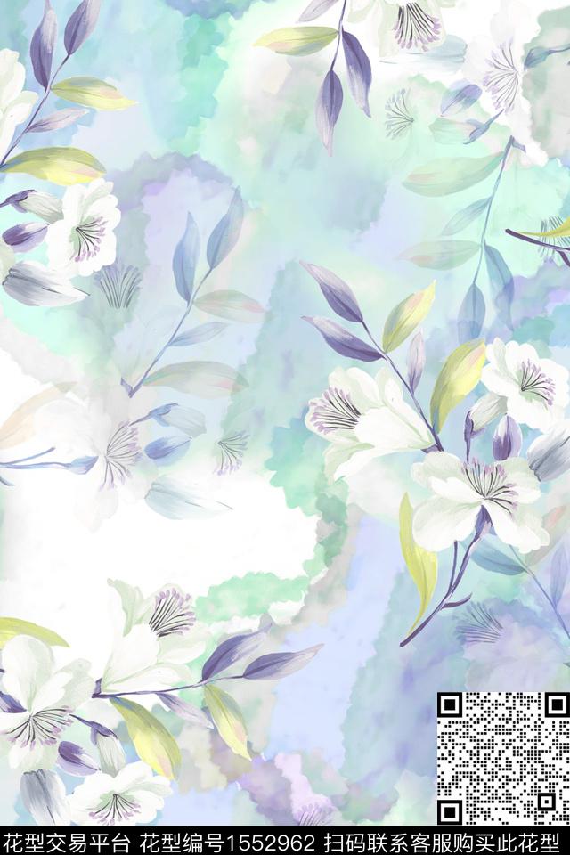 Z14485.jpg - 1552962 - 水彩 底纹 花卉 - 数码印花花型 － 女装花型设计 － 瓦栏