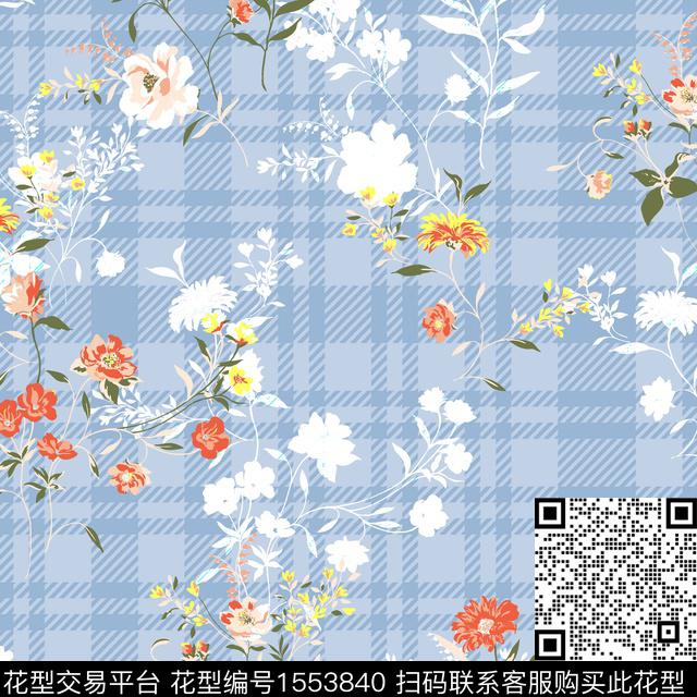 XZ5176.jpg - 1553840 - 小清新 格子 剪影 - 数码印花花型 － 女装花型设计 － 瓦栏