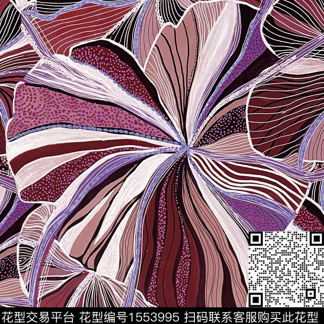 R2308020A.jpg - 1553995 - 民族风 线条画 绿植树叶 - 数码印花花型 － 女装花型设计 － 瓦栏