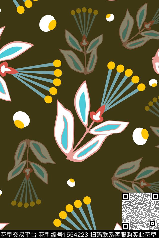 抽象花卉变1.jpg - 1554223 - 民族风 几何花卉 抽象花卉 - 传统印花花型 － 女装花型设计 － 瓦栏