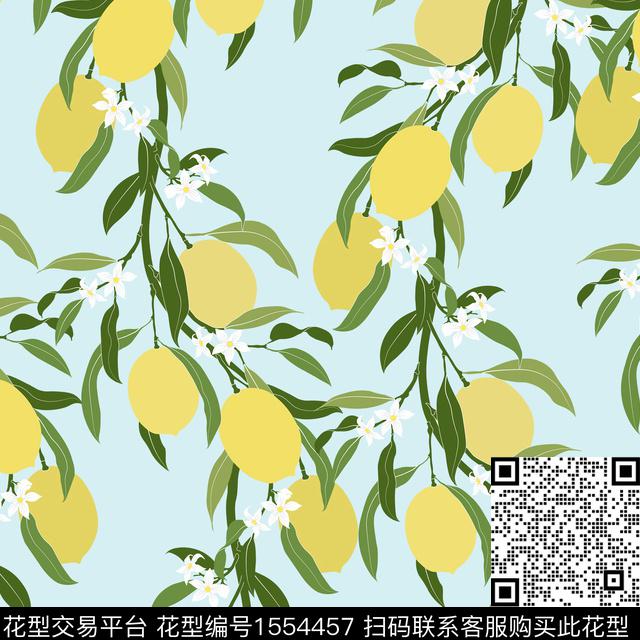 R2306034.jpg - 1554457 - 水果 柠檬 2024春夏 - 数码印花花型 － 女装花型设计 － 瓦栏