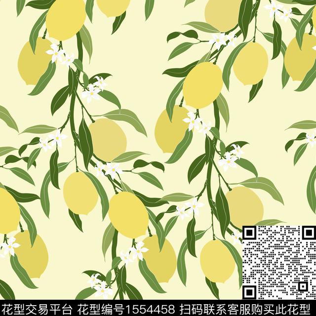 R2306034A.jpg - 1554458 - 水果 柠檬 2024春夏 - 数码印花花型 － 女装花型设计 － 瓦栏
