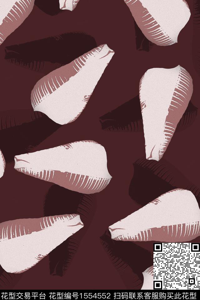 贝壳抽象1.jpg - 1554552 - 动物纹 贝壳 抽象 - 传统印花花型 － 女装花型设计 － 瓦栏