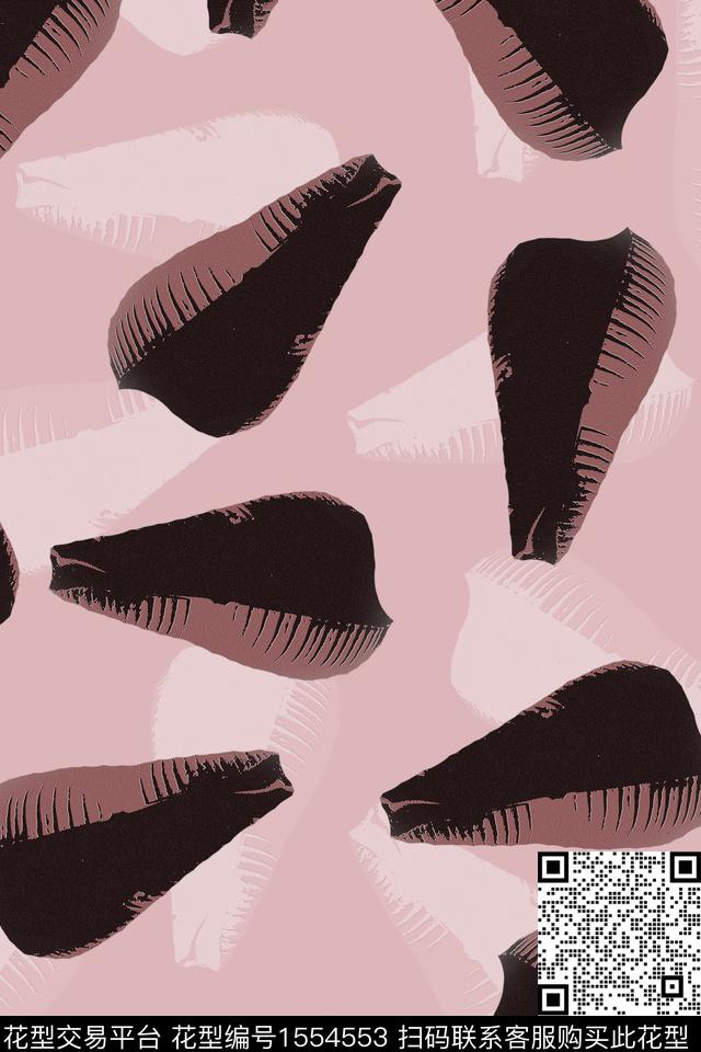 贝壳抽象2.jpg - 1554553 - 动物纹 贝壳 抽象 - 传统印花花型 － 女装花型设计 － 瓦栏