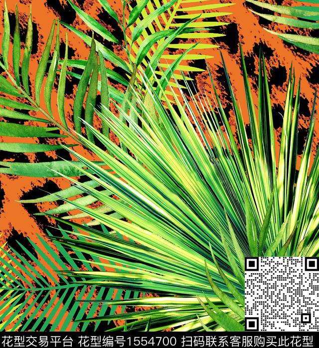 R1902115.jpg - 1554700 - 大牌风 豹纹 棕榈树 - 数码印花花型 － 女装花型设计 － 瓦栏