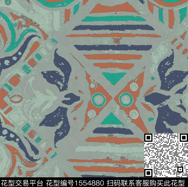 ZZ402 p v.jpg - 1554880 - 民族风 古典纹样 几何 - 数码印花花型 － 女装花型设计 － 瓦栏