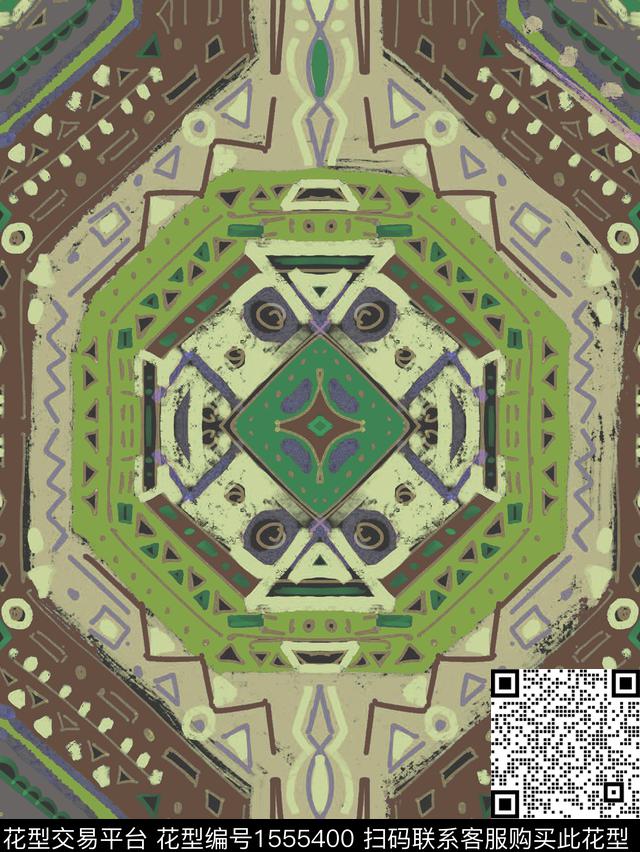 ZZ442 pattern v.jpg - 1555400 - 定位 民族风 几何 - 数码印花花型 － 其他花型设计 － 瓦栏