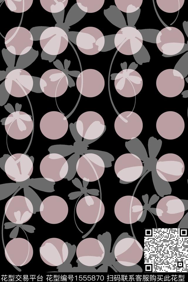 花卉圆形组合.jpg - 1555870 - 几何 波点 花卉 - 传统印花花型 － 女装花型设计 － 瓦栏