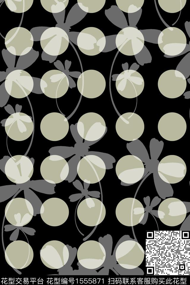 花卉圆形组合2.jpg - 1555871 - 植物 几何花卉 民族花卉 - 传统印花花型 － 女装花型设计 － 瓦栏
