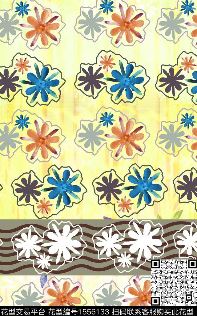 花组合ps.jpg - 1556133 - 花卉 底纹 边框 - 数码印花花型 － 女装花型设计 － 瓦栏
