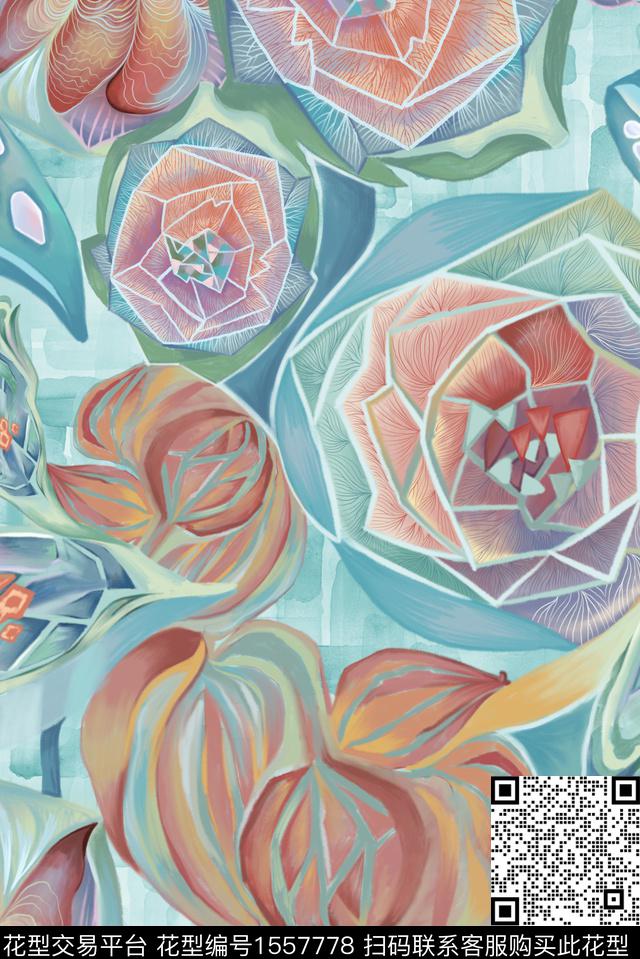 抽象3.jpg - 1557778 - 水彩 抽象 花卉 - 数码印花花型 － 女装花型设计 － 瓦栏