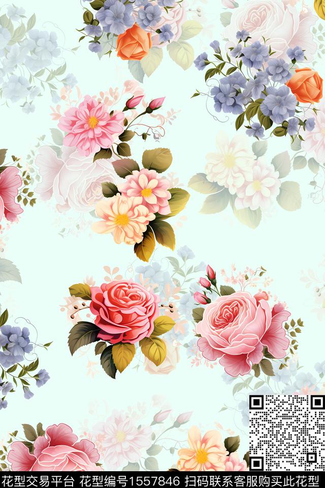 A1.jpg - 1557846 - 影花 清爽 花卉 - 数码印花花型 － 女装花型设计 － 瓦栏