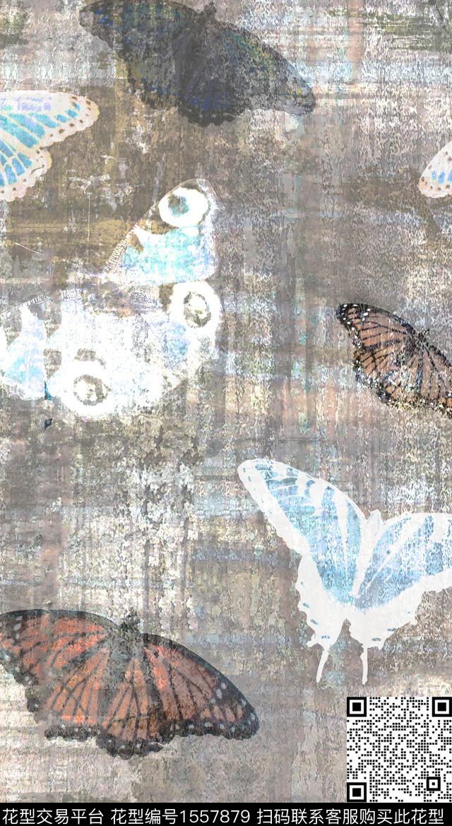 AM16O122 pattern v.jpg - 1557879 - 昆虫 蝴蝶 底纹 - 数码印花花型 － 墙纸花型设计 － 瓦栏