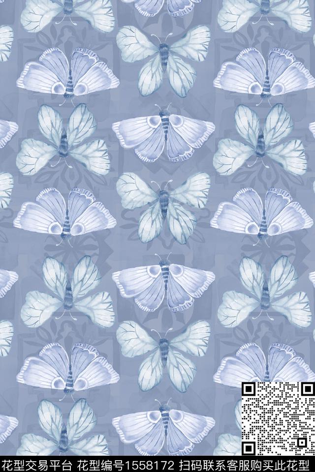蝴蝶.jpg - 1558172 - 飞蛾 底纹 昆虫 - 数码印花花型 － 女装花型设计 － 瓦栏