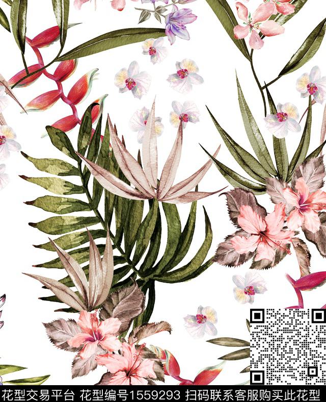 guan1219.jpg - 1559293 - 白底花 花卉 水彩 - 数码印花花型 － 女装花型设计 － 瓦栏