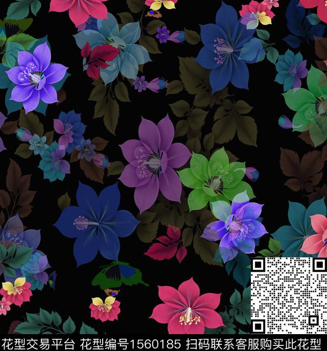 8780.jpg - 1560185 - 大花 混合拼接 花卉 - 数码印花花型 － 女装花型设计 － 瓦栏