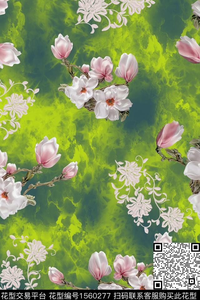 HDS-Y23071832.jpg - 1560277 - 底纹 花卉 数码花型 - 数码印花花型 － 女装花型设计 － 瓦栏