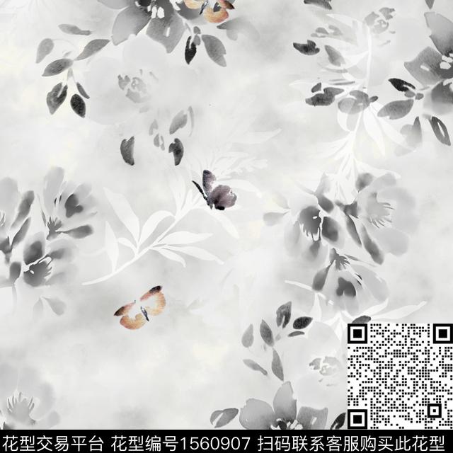 20231109-2.jpg - 1560907 - 花卉 蝴蝶 中国 - 数码印花花型 － 女装花型设计 － 瓦栏